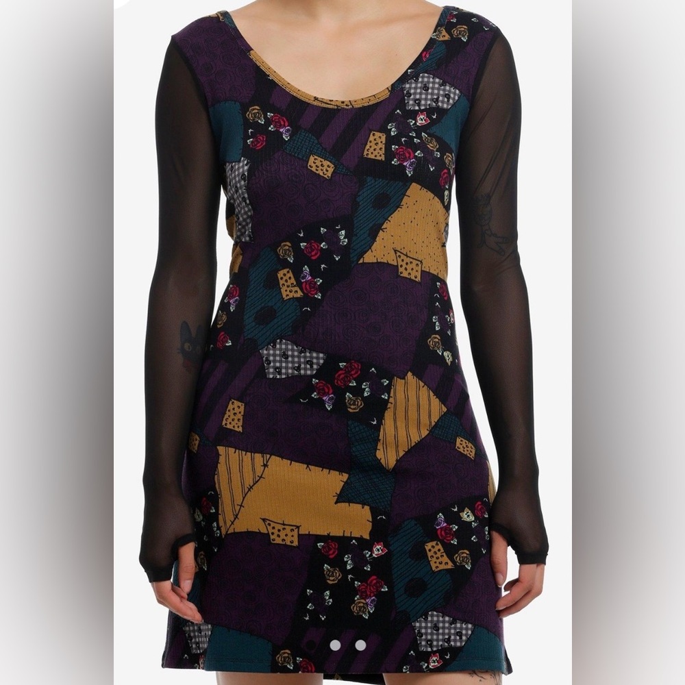 Disney The Nightmare Before Christmas Sally Mesh Patchwork Long Sleeve Dress